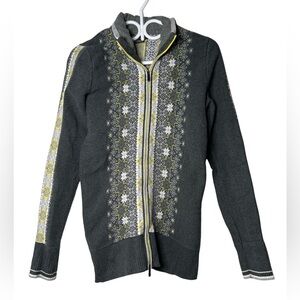 Eddie Bauer 100% Cotton Snowflake Pattern Dual Zipper Sweater